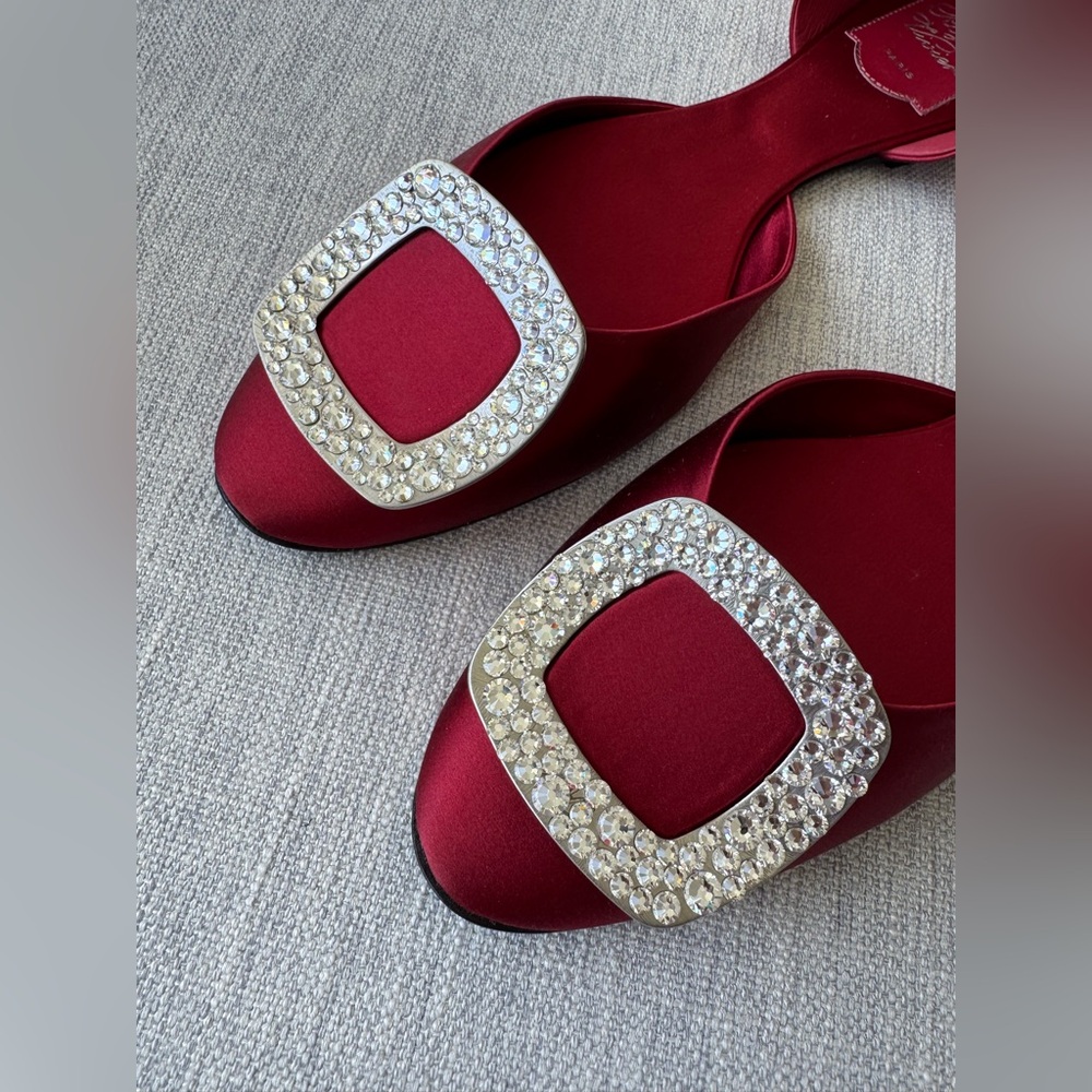 NIB Roger Vivier D'Orsay satin flats with Crystal buckle - Picture 8 of 9